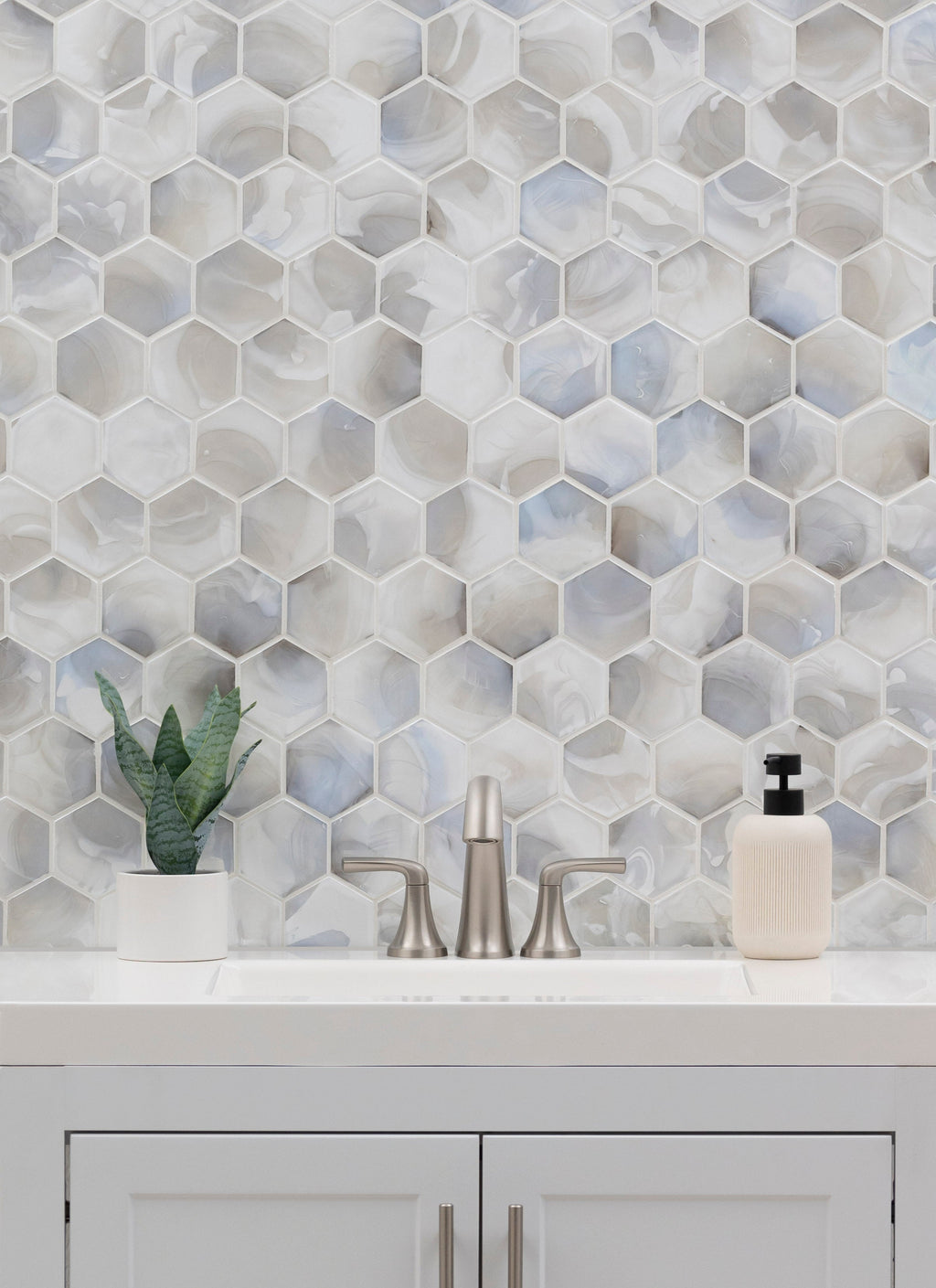 Akoya Pearl 10.95"x12.6" Hexagon Glass Mosaic Tile - MSI Collection