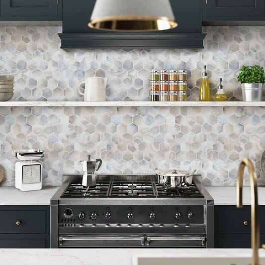 Akoya Pearl 10.95"x12.6" Hexagon Glass Mosaic Tile - MSI Collection