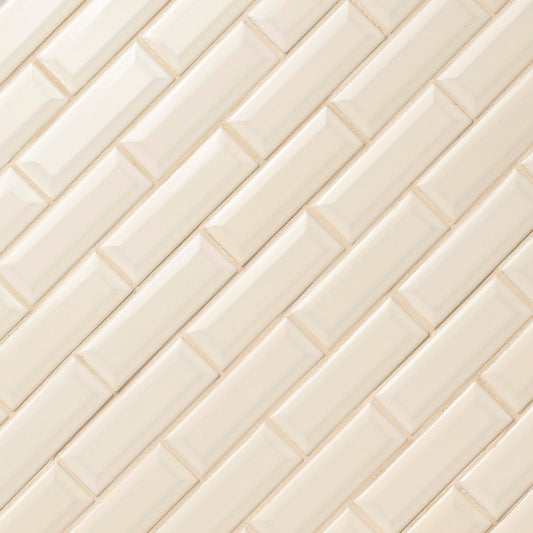 Antique White Beveled 12" x 12" Ceramic Mesh-Mounted Mosaic Wall Tile 2" x 6"- MSI Collection