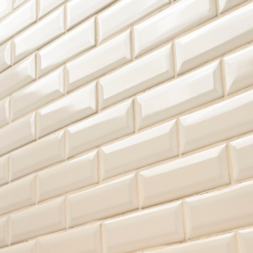 Antique White Beveled 12" x 12" Ceramic Mesh-Mounted Mosaic Wall Tile 2" x 6"- MSI Collection
