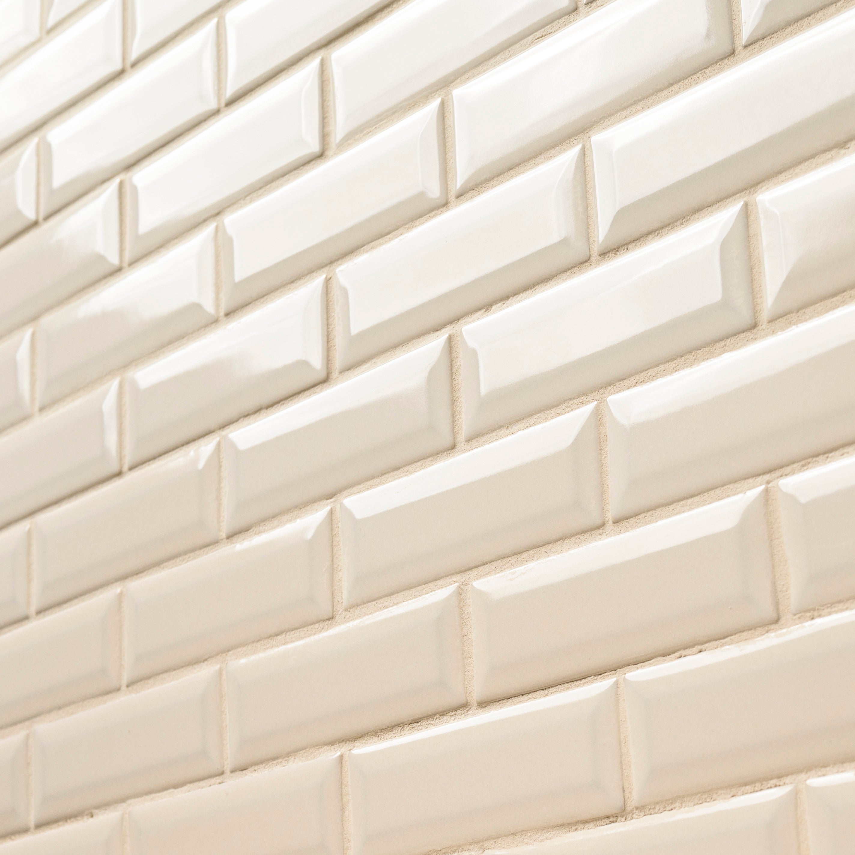 Antique White Beveled 12" x 12" Ceramic Mesh-Mounted Mosaic Wall Tile 2" x 6"- MSI Collection