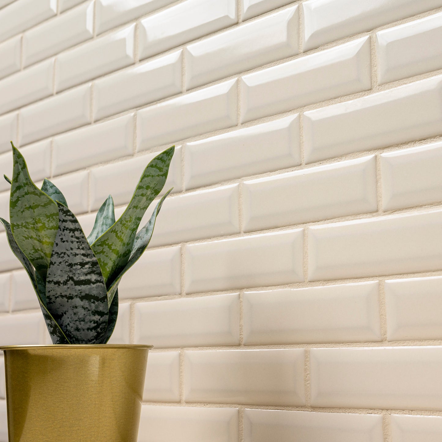 Antique White Beveled 12" x 12" Ceramic Mesh-Mounted Mosaic Wall Tile 2" x 6"- MSI Collection