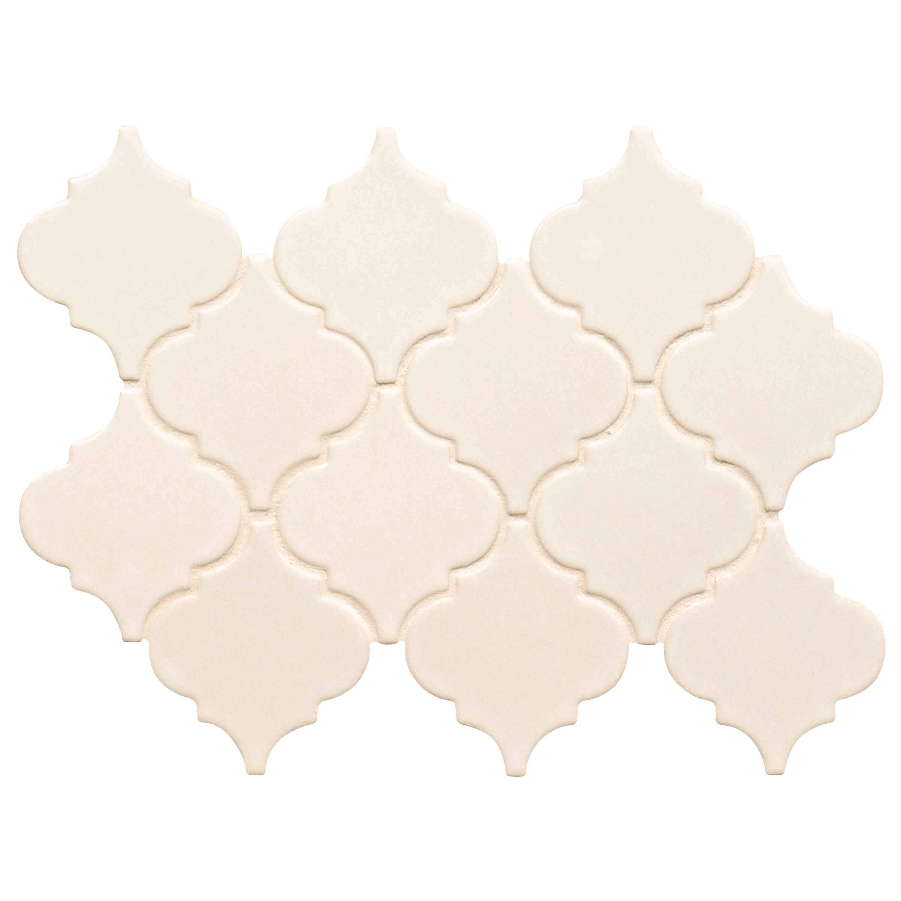 Antique White Arabesque 10.83" x 15.5" Glazed Ceramic Mesh-Mounted Mosaic Wall Tile Pattern-MSI Collection