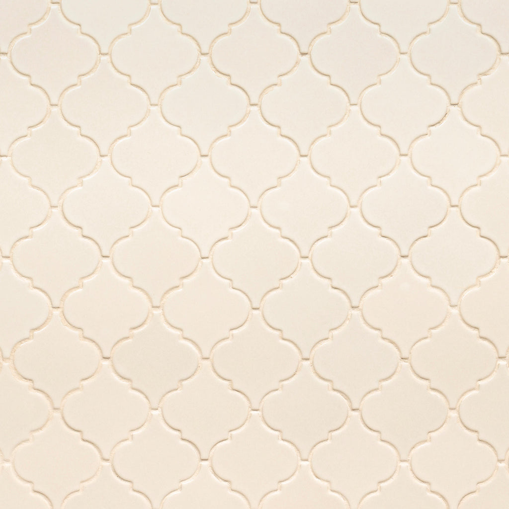 Antique White Arabesque 10.83" x 15.5" Glazed Ceramic Mesh-Mounted Mosaic Wall Tile Pattern-MSI Collection