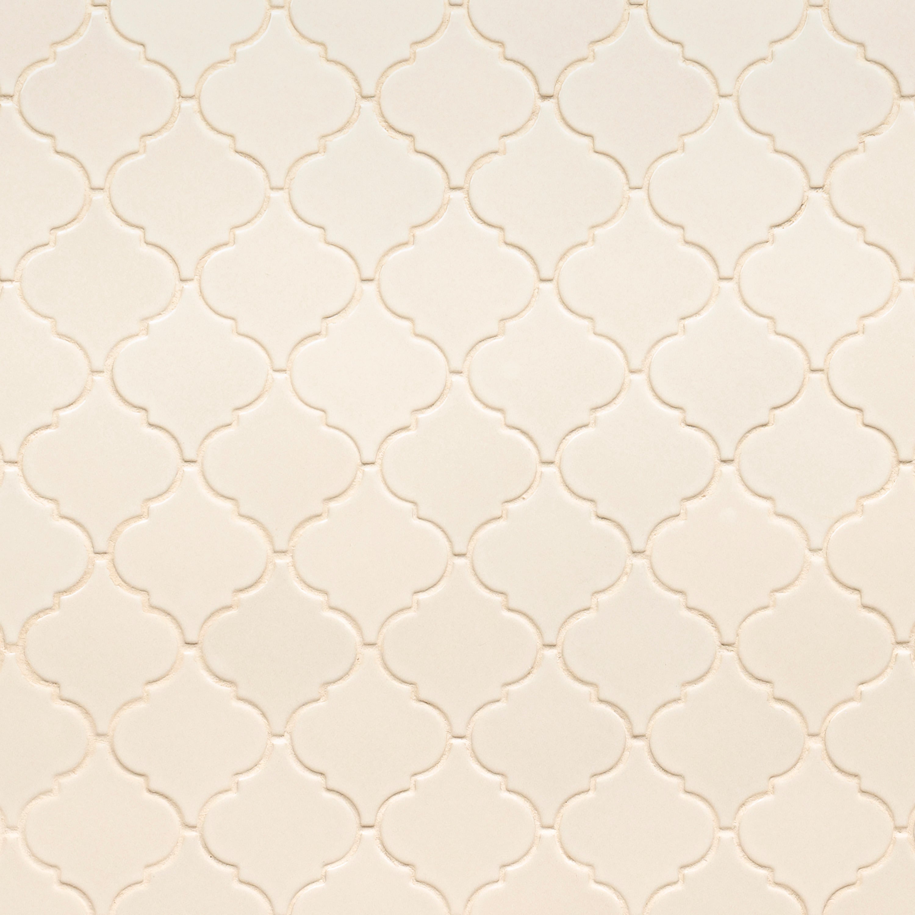 Antique White Arabesque 10.83" x 15.5" Glazed Ceramic Mesh-Mounted Mosaic Wall Tile Pattern-MSI Collection