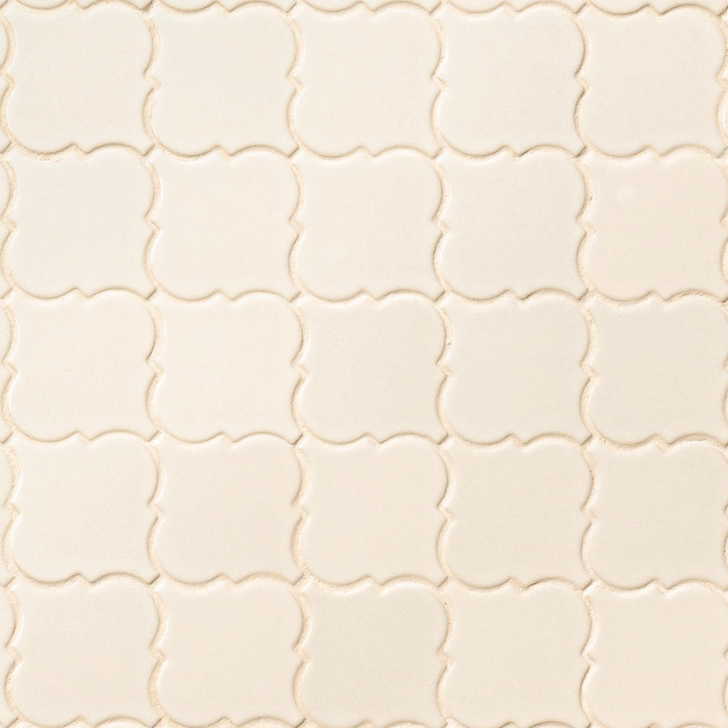 Antique White Arabesque 10.83" x 15.5" Glazed Ceramic Mesh-Mounted Mosaic Wall Tile Pattern-MSI Collection