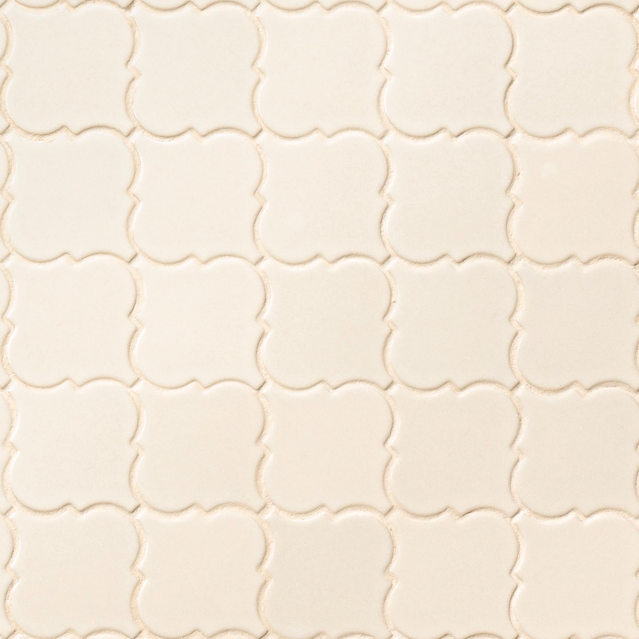 Antique White Arabesque 10.83" x 15.5" Glazed Ceramic Mesh-Mounted Mosaic Wall Tile Pattern-MSI Collection
