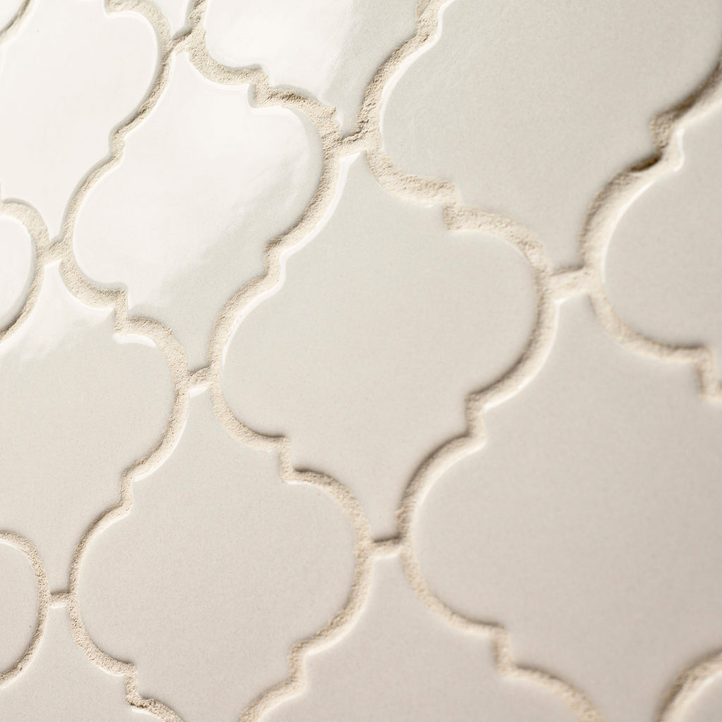 Antique White Arabesque 10.83" x 15.5" Glazed Ceramic Mesh-Mounted Mosaic Wall Tile Pattern-MSI Collection