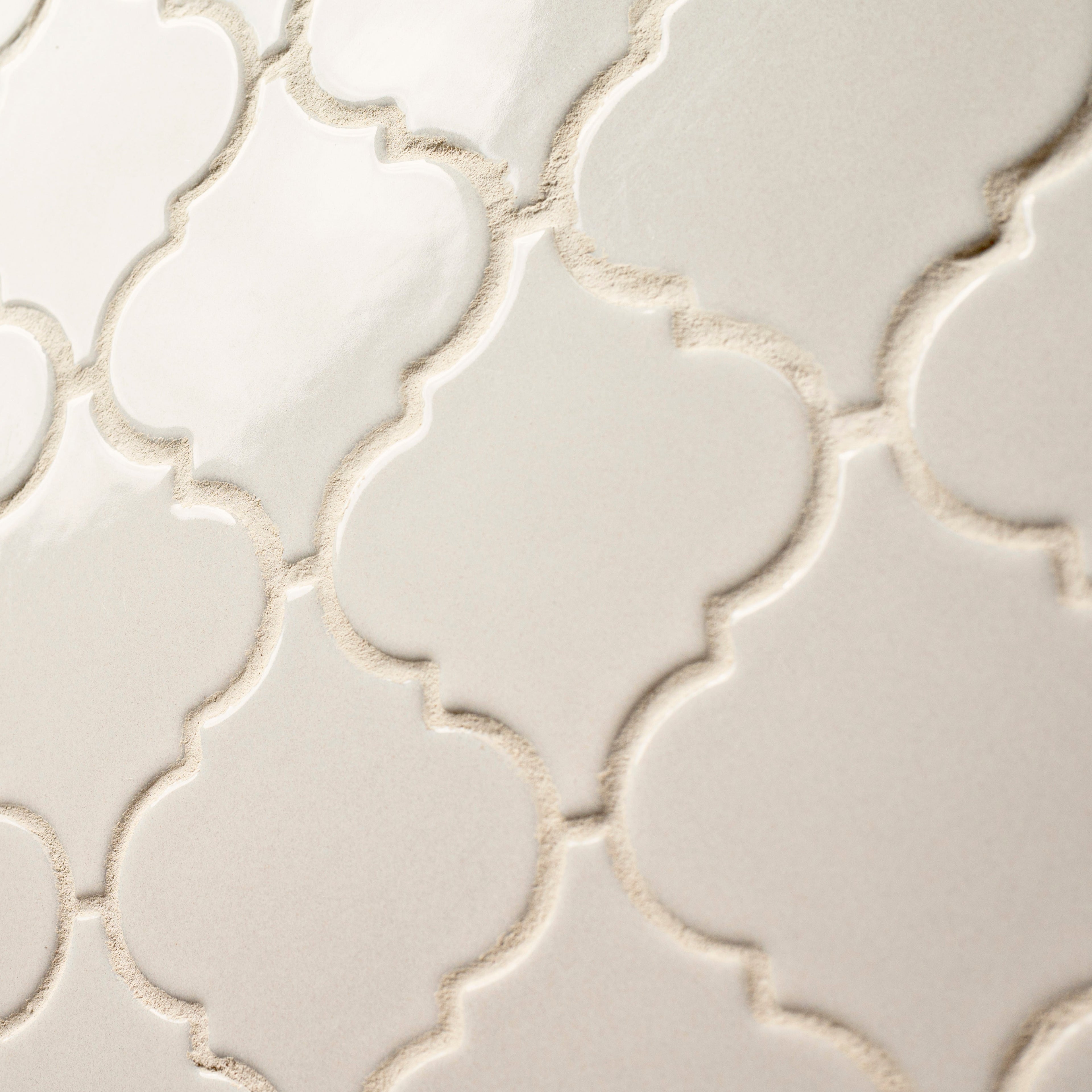 Antique White Arabesque 10.83" x 15.5" Glazed Ceramic Mesh-Mounted Mosaic Wall Tile Pattern-MSI Collection