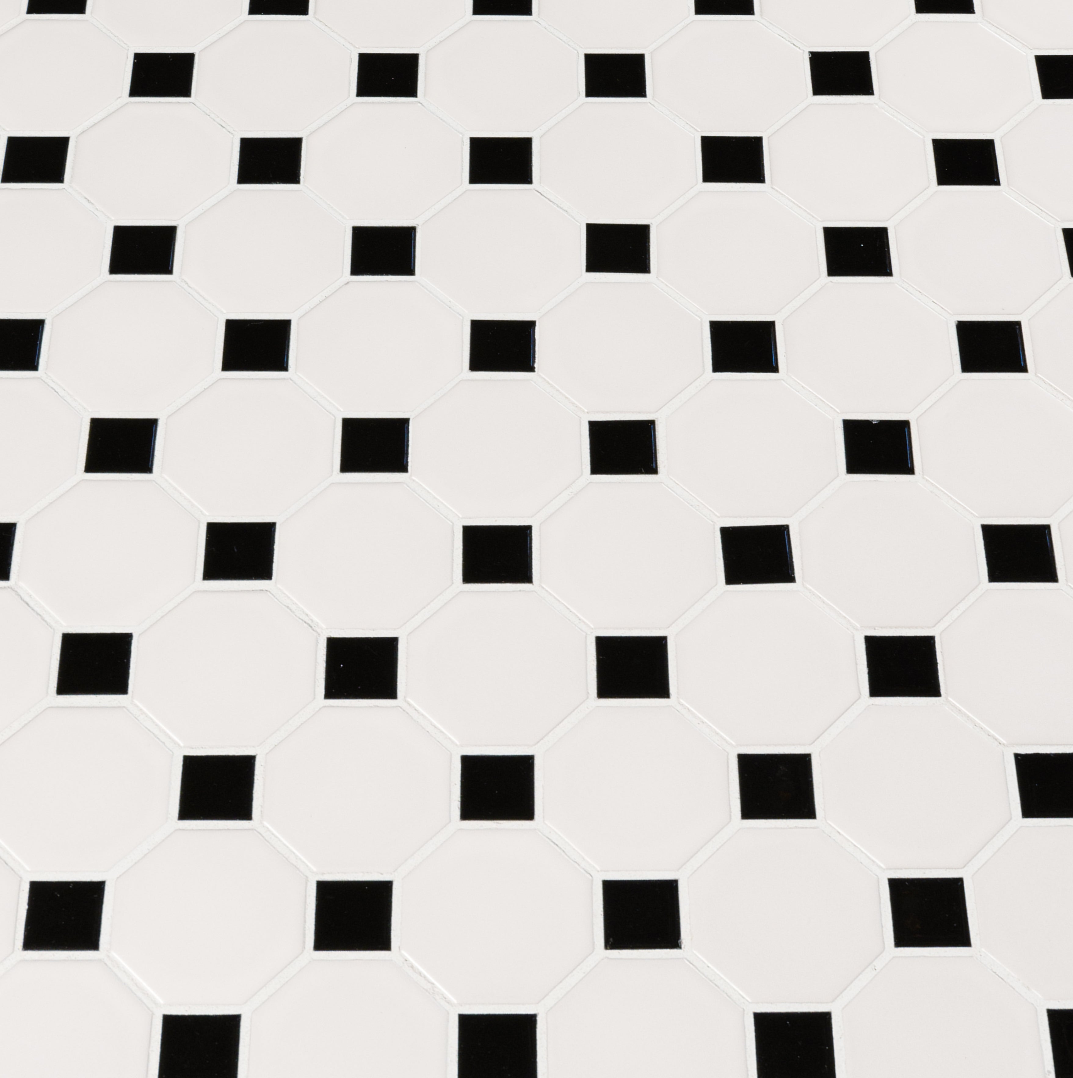 Black and White Octagon 11.61"x11.61" Matte Porcelain Mosaic Tile - MSI Collection