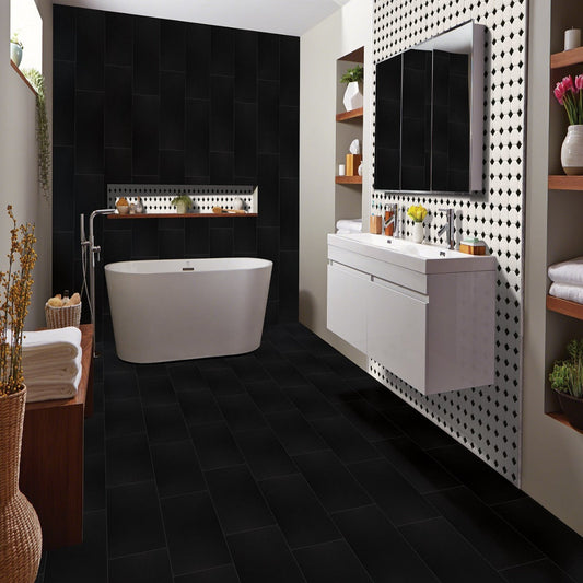 Black and White Octagon 11.61"x11.61" Matte Porcelain Mosaic Tile - MSI Collection