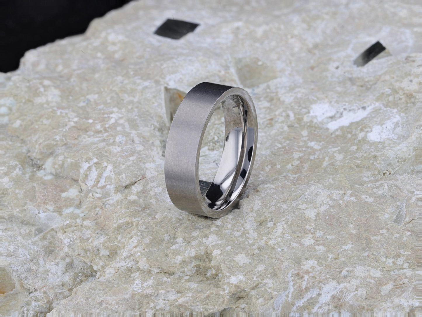 SOLAR Flat Profile Brushed Finish Men’s Titanium Wedding Band – 6mm & 8mm