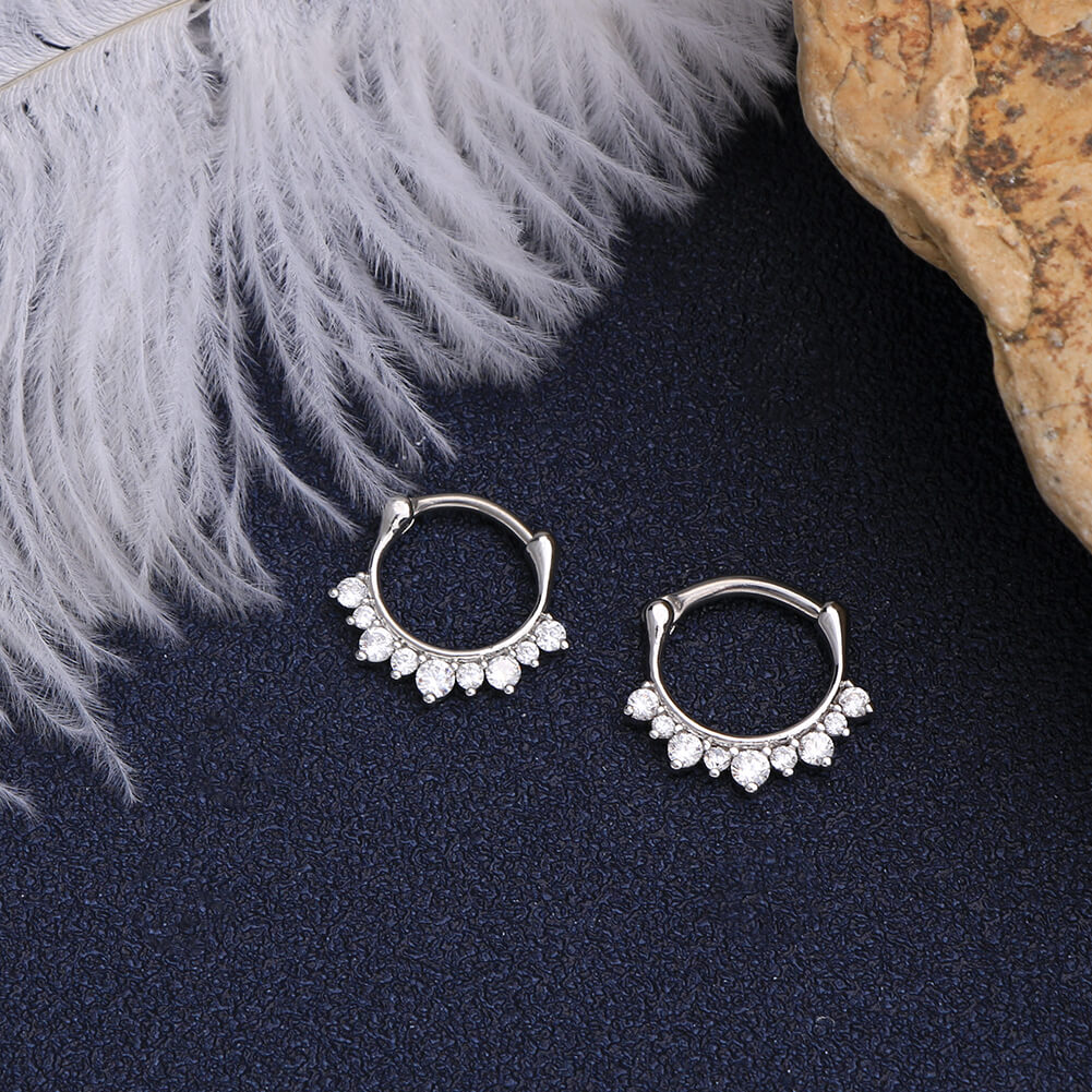 Cluster CZ Clicker Daith Septum Ring