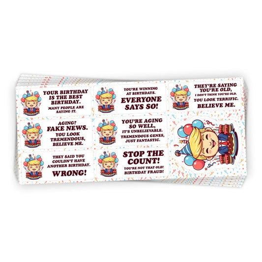 Cartoon Donald Trump Birthday Sticker Sheet