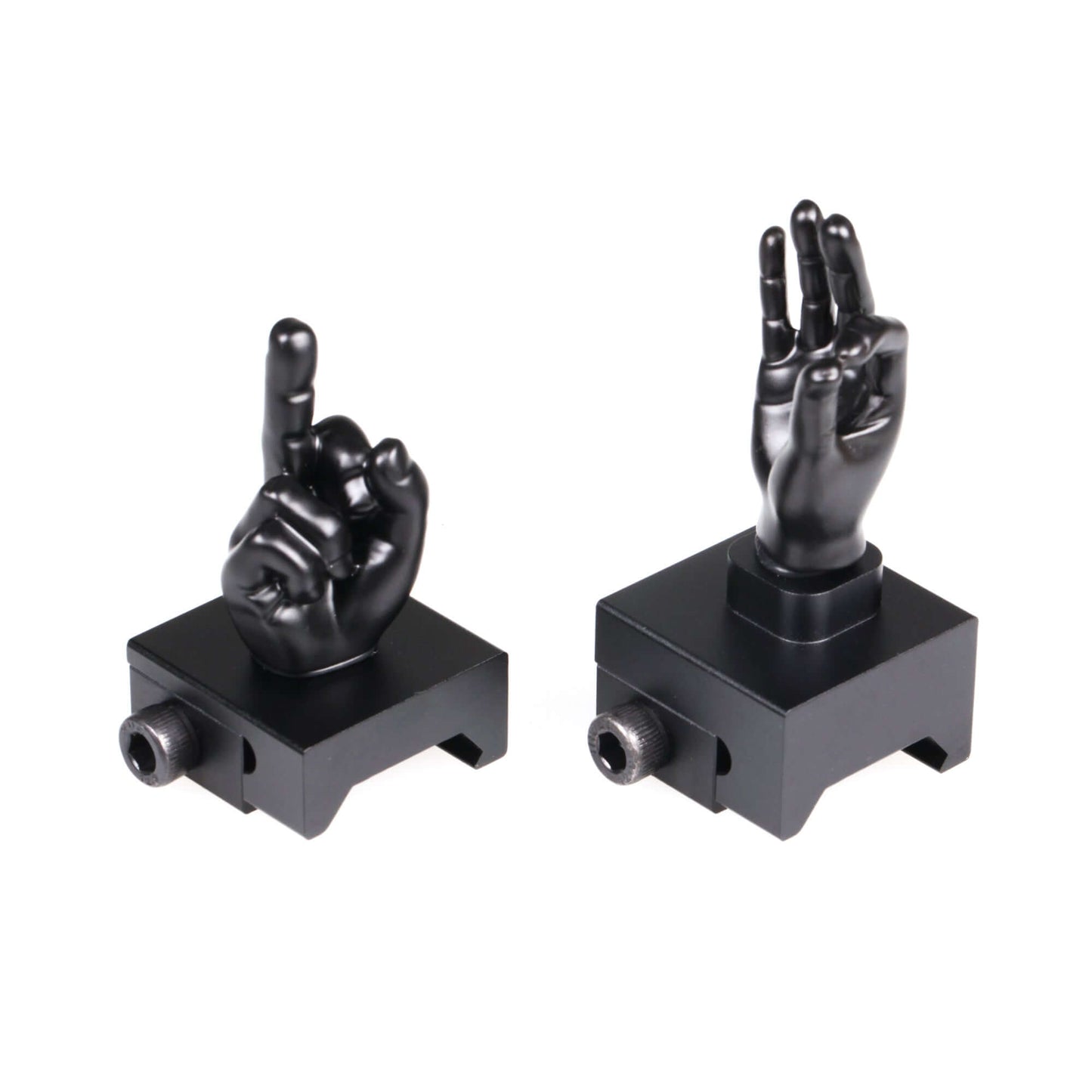 Black Color Novelty Finger Iron Sight Set - Straight (Middle Finger & OK Hand)