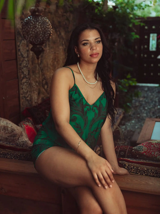 Emerald Satin Cami & Shorts Set