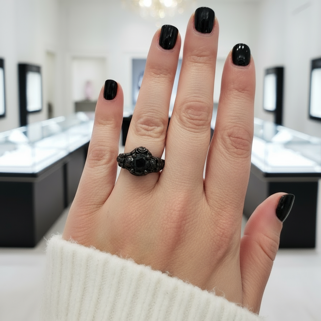 Together Forever- 1.25 Carat Black Diamond Option Gothic Ring Set
