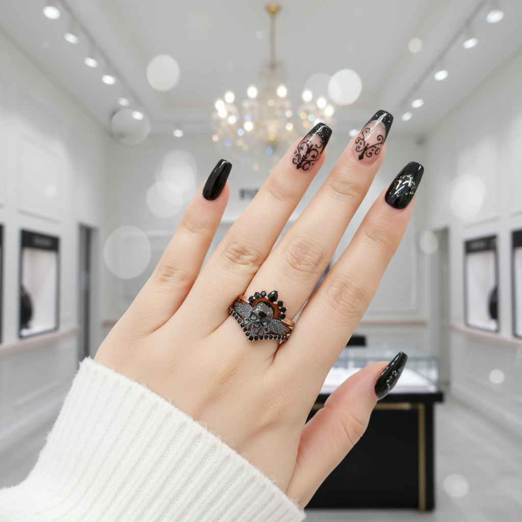 My Queen- 3pc Rose Gold Black Diamond Option Gothic Ring