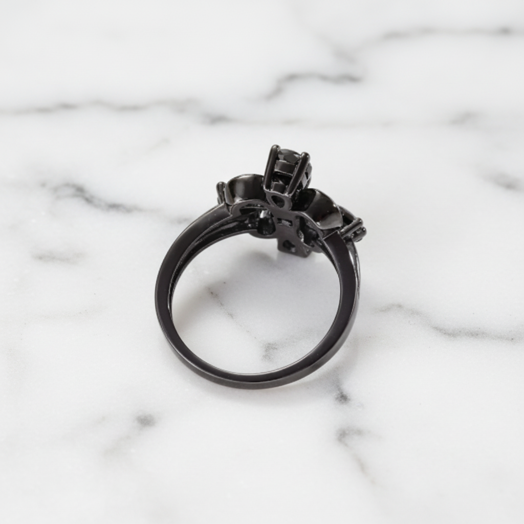 Pear-Cut Black Spinel Gothic Ring