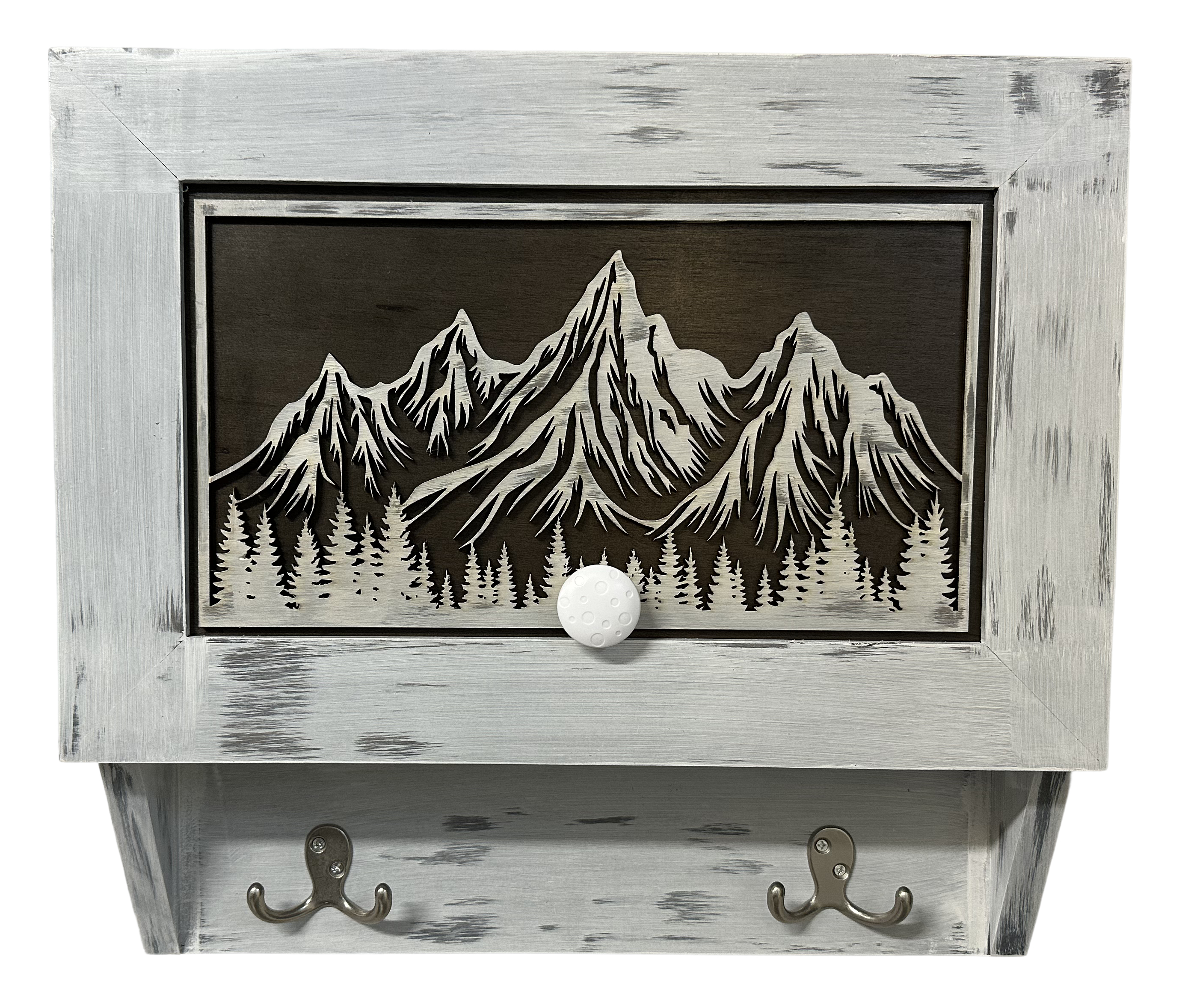 Hidden Gun Safe Coat Rack Snow Mountain Wall Decoration Concealed Shelf Firearm Cabinet