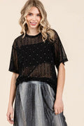 Pants Trendsi Sparkling Mesh Top Women's Party/Club Top Sexy Drop Shoulder