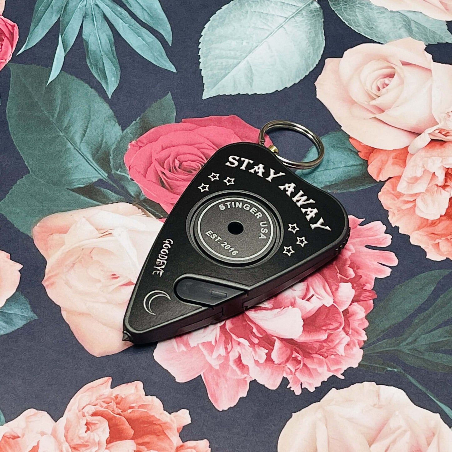 Stinger Stay Away Personal Safety Alarm Keychain Emergency Tool: Siren Alarm, Seat Belt Cutter, Glass Breaker (Black Stay Away)