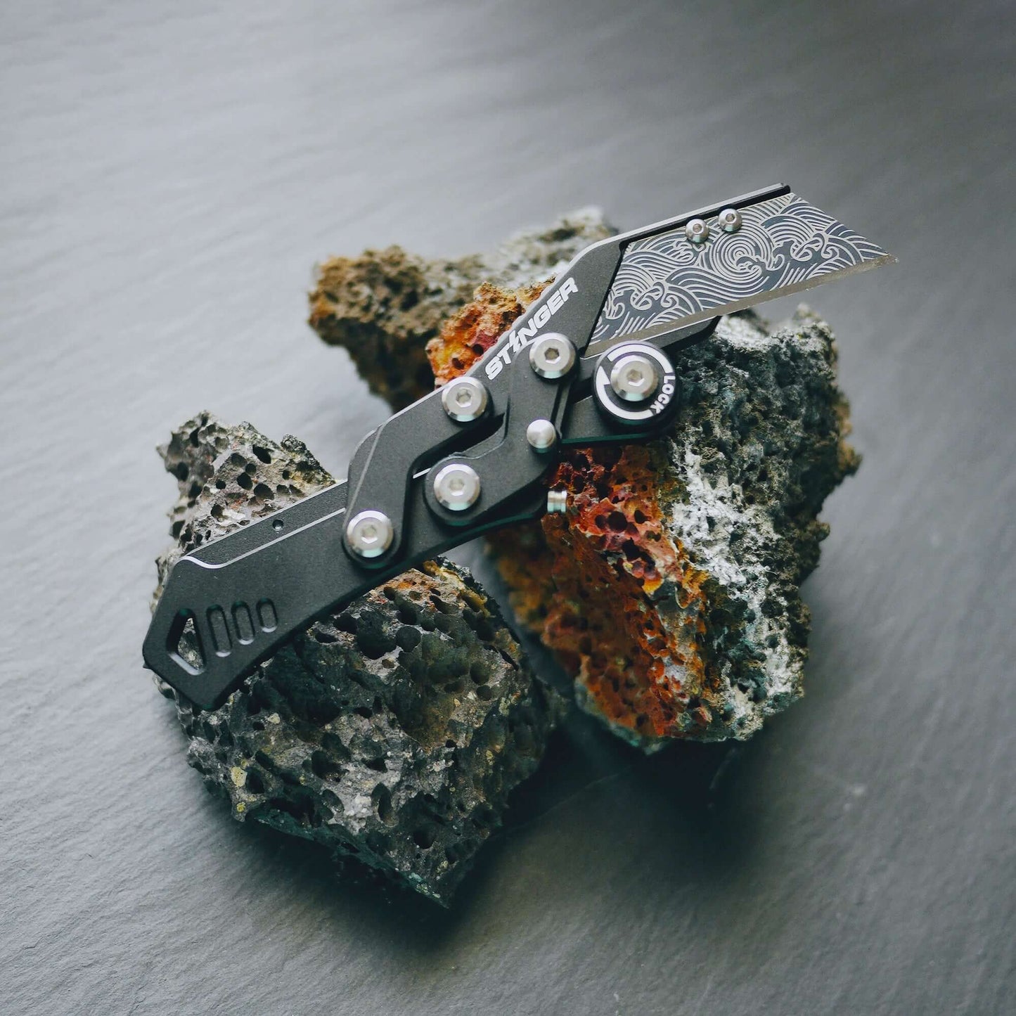 Stinger Godzilla Blade, Folding Pocket Knife, Utility Knife - Matte Black