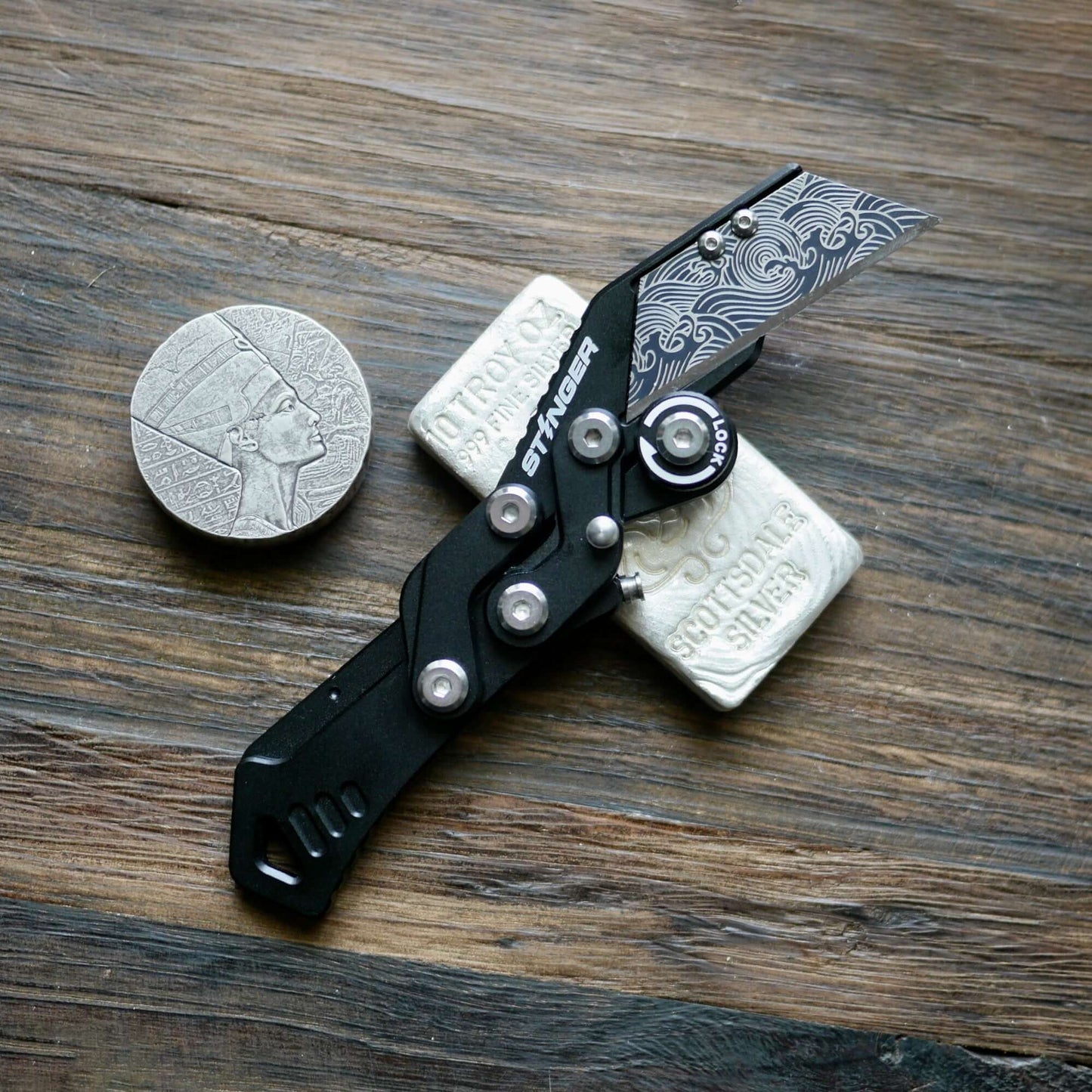 Stinger Godzilla Blade, Folding Pocket Knife, Utility Knife - Matte Black