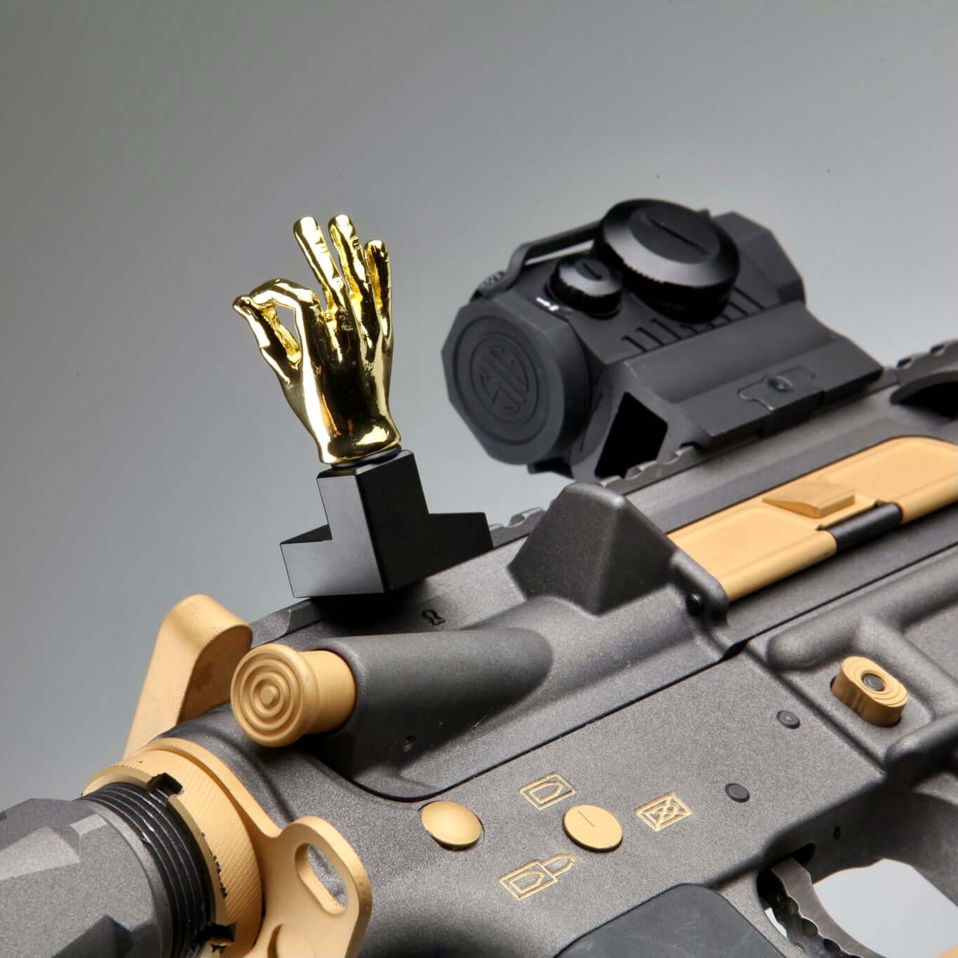 Golden Color Novelty Finger Iron Sight Set - Offset 45 Degree (Middle Finger & OK Hand)
