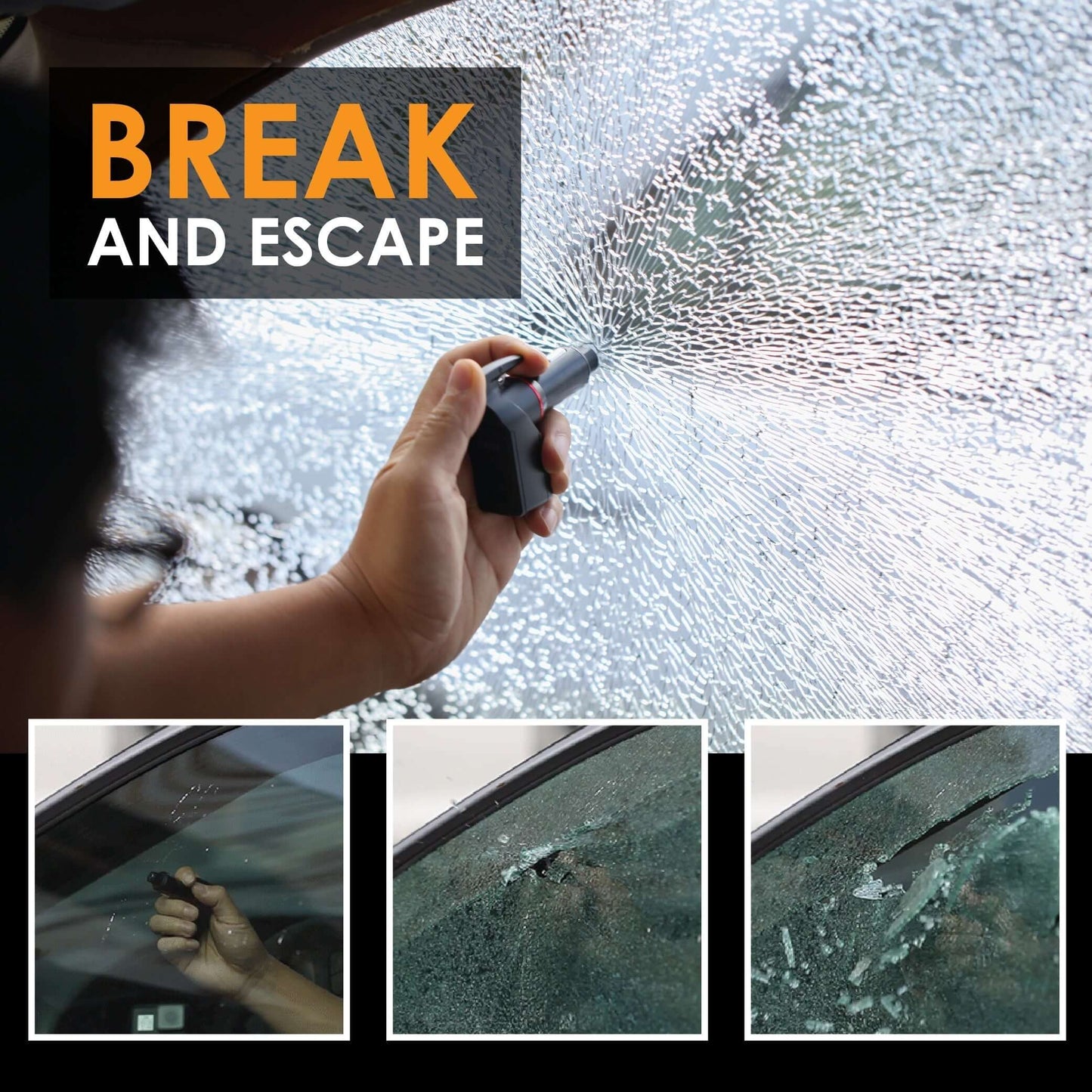 Stinger USB Car Charger Emergency Tool, Seatbelt Cutter, Spring-Loaded Car Window Breaker (White)