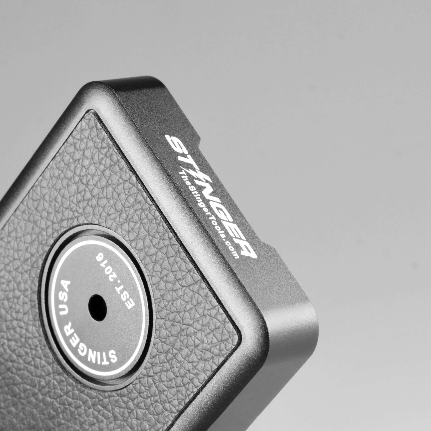 Stinger Aluminum Minimalist Wallet, Card Holder, Safety Wallet with Personal Alarm ( Leather Black )