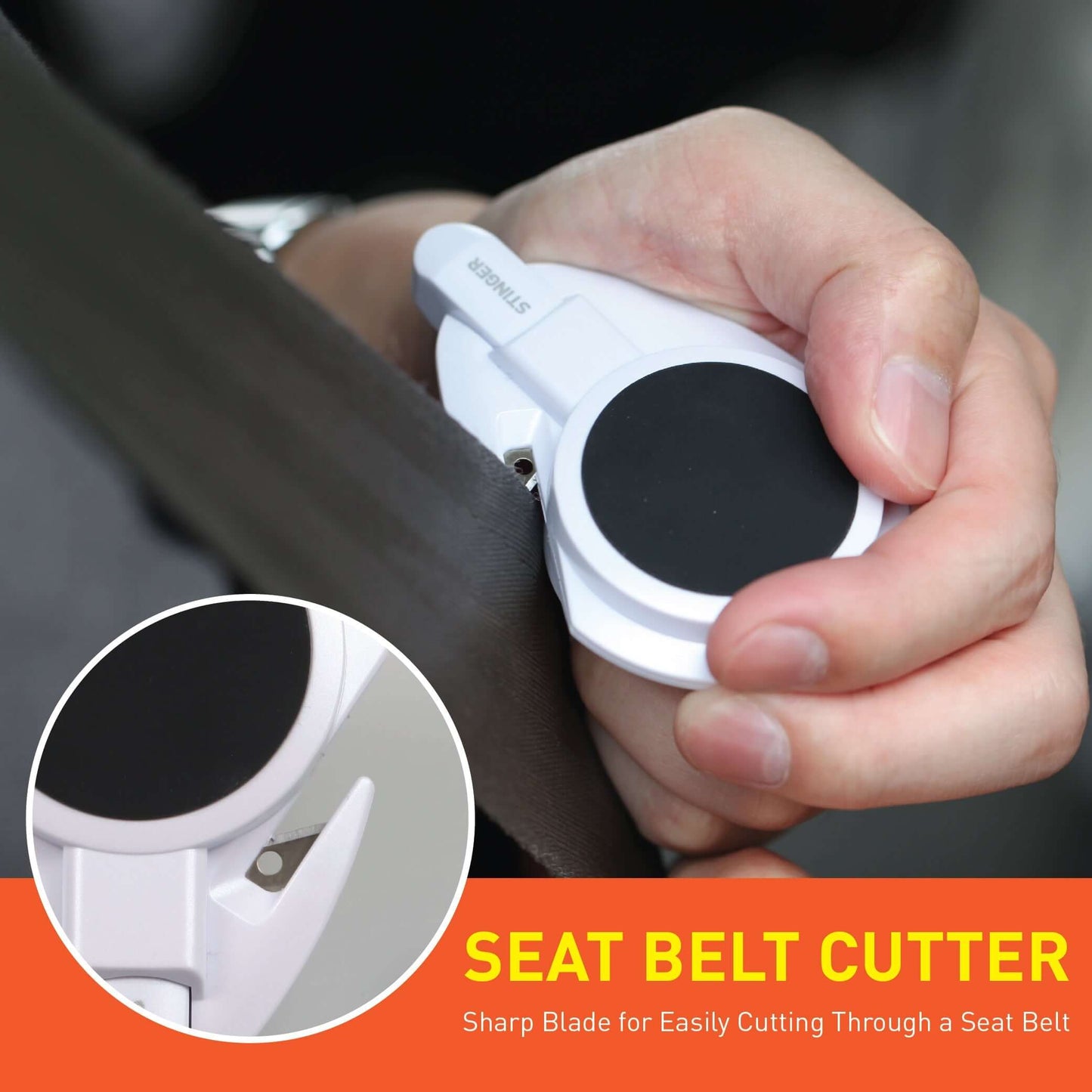 Stinger Car Vent Mount Magnetic Phone Holder Emergency Tool (White)