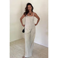 2 Piece Strip Linen A Line Top and Pants Sets