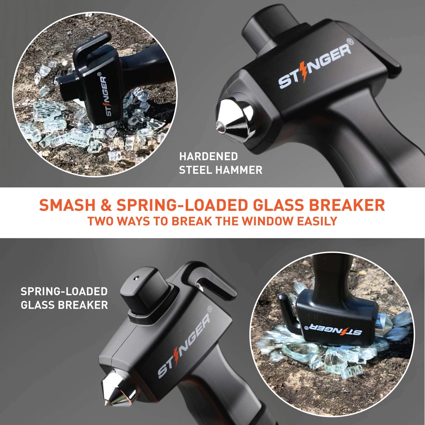 Stinger Super Duty Car Emergency Escape Hammer (Black)