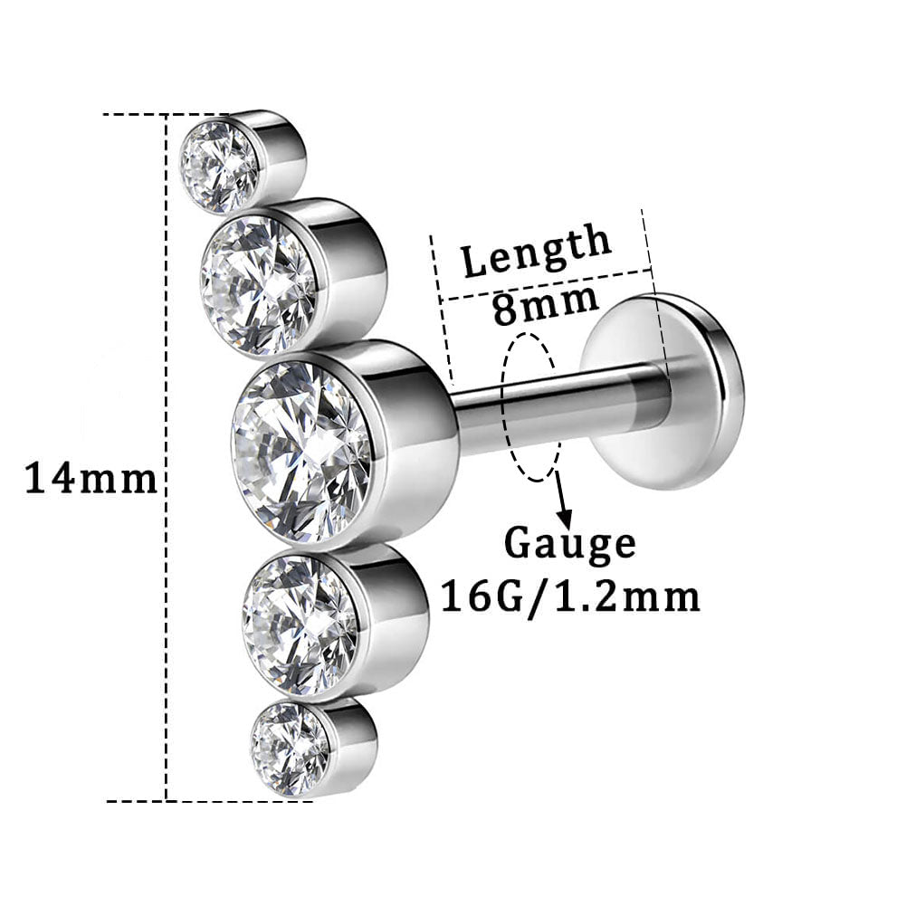 CZ Cluster Internally Threaded Titanium Helix Stud