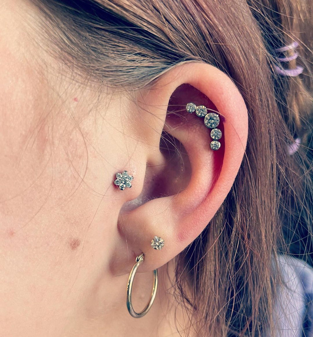 CZ Cluster Internally Threaded Titanium Helix Stud