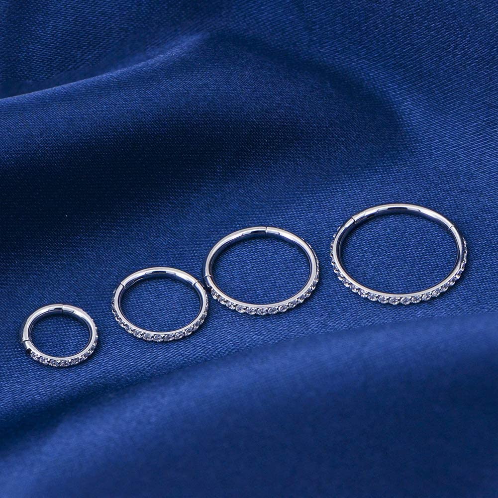 Titanium CZ Hinged Segment Nose Ring