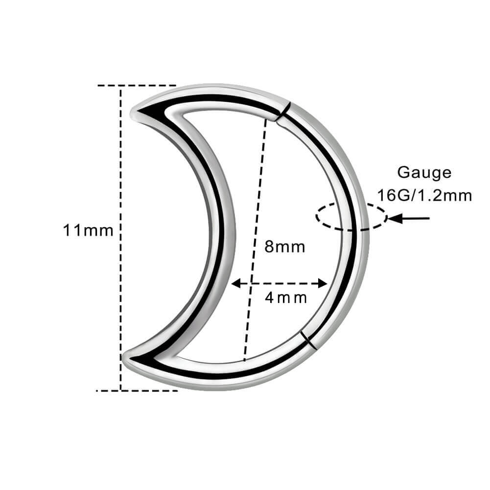 Titanium Moon Daith Cartilage Earrings Helix Hoop