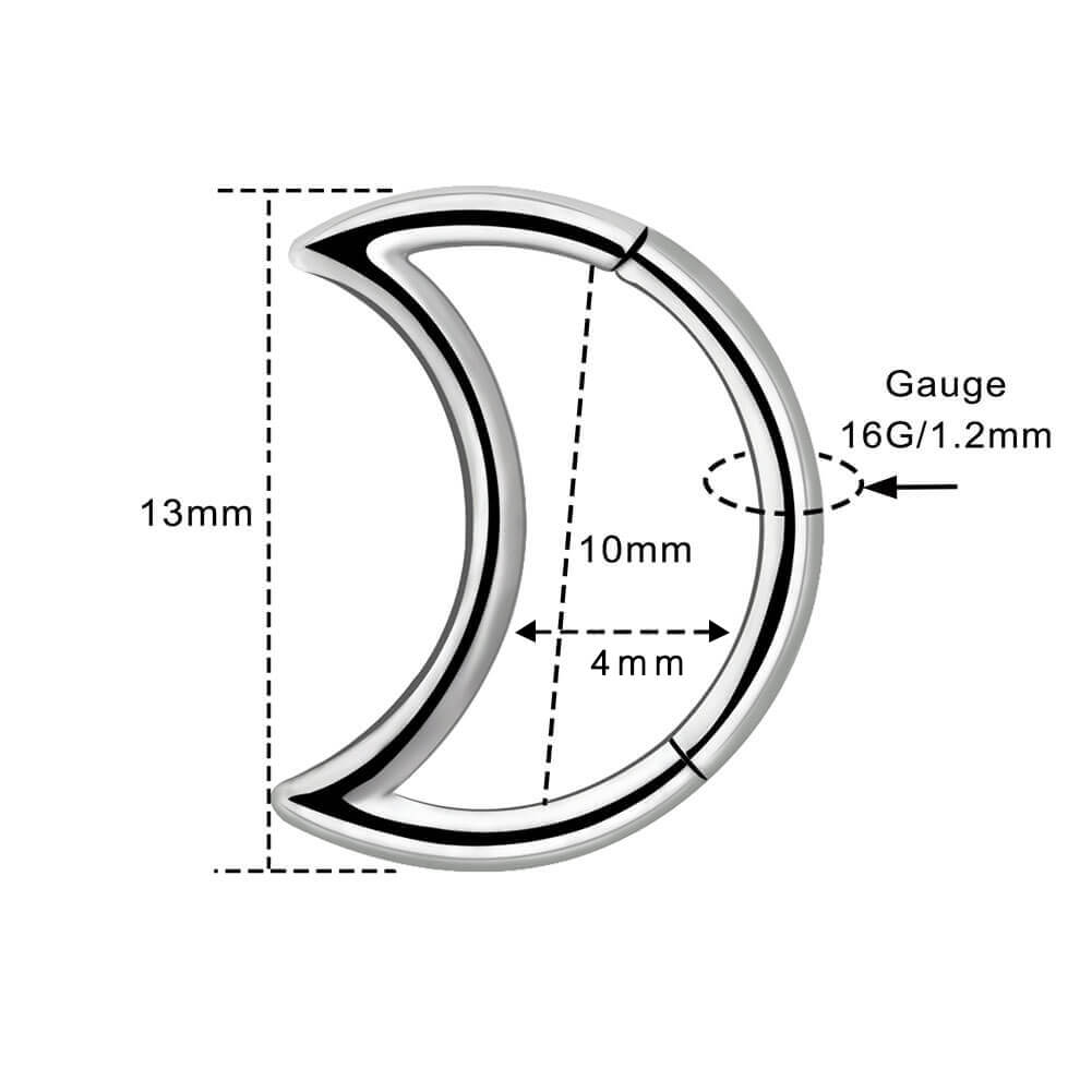 Titanium Moon Daith Cartilage Earrings Helix Hoop