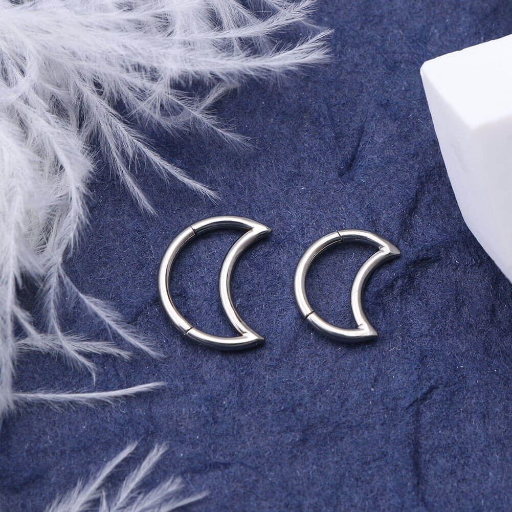 Titanium Moon Daith Cartilage Earrings Helix Hoop