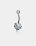 Round & Heart CZ Titanium Belly Ring