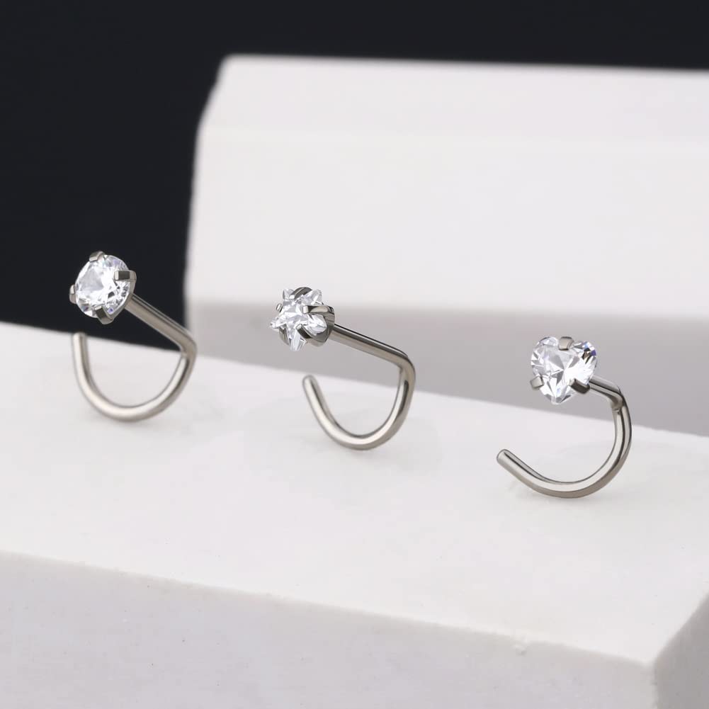 CZ Screw Nose Stud Set