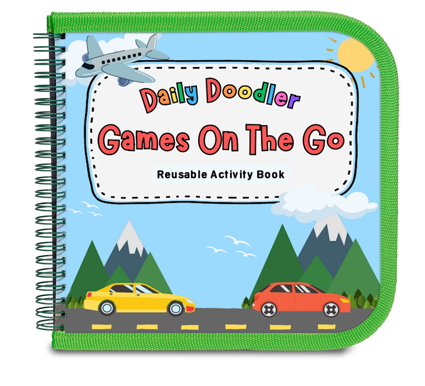 NEW! Daily Doodler Reusable Activity Book-Games on the Go, Includes 4 Wonder Stix