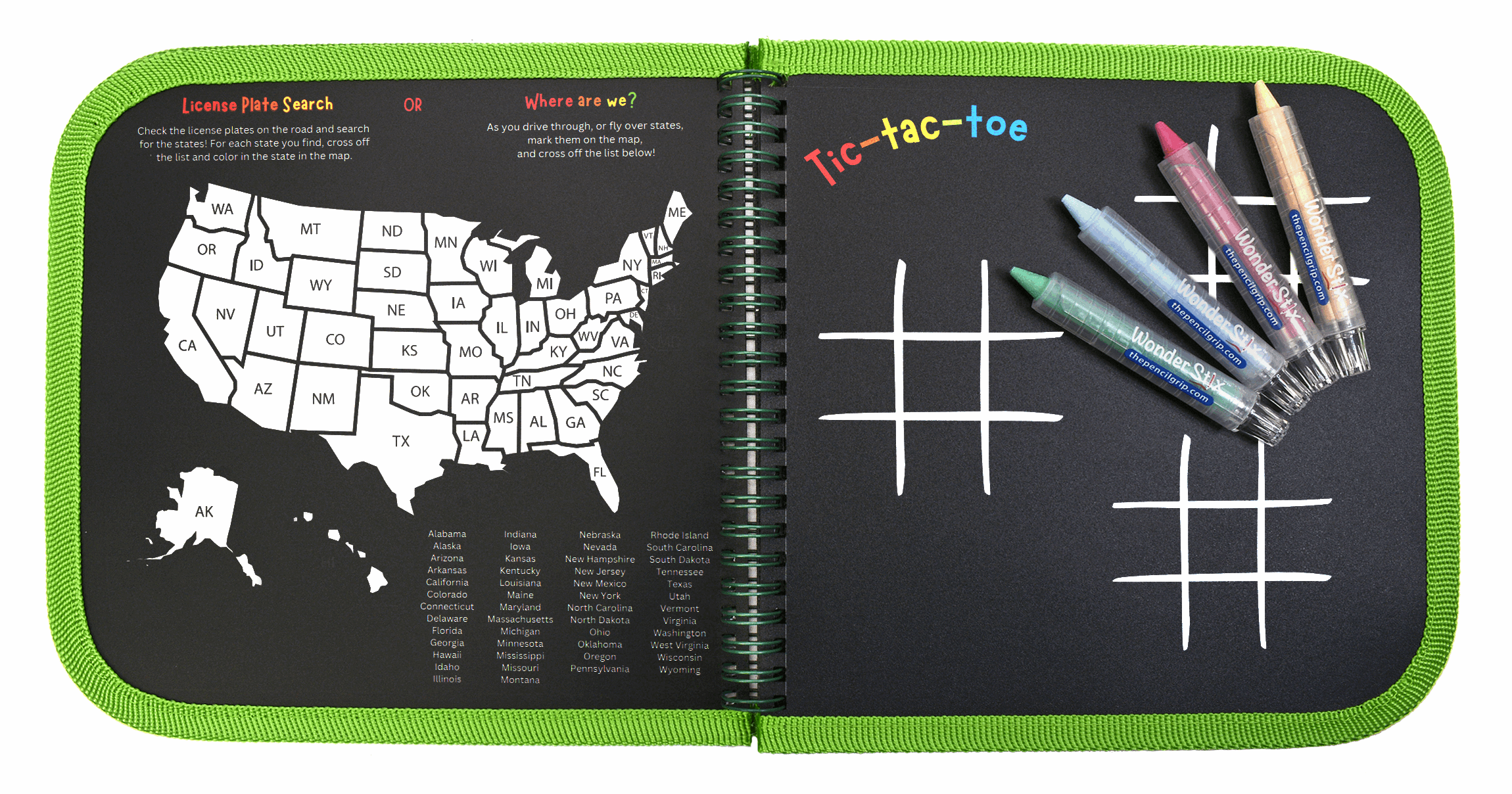 NEW! Daily Doodler Reusable Activity Book-Games on the Go, Includes 4 Wonder Stix