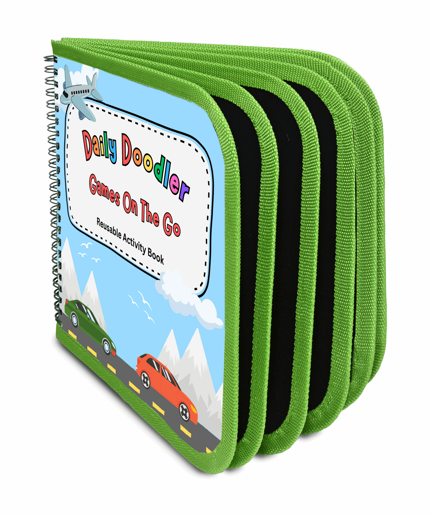 NEW! Daily Doodler Reusable Activity Book-Games on the Go, Includes 4 Wonder Stix