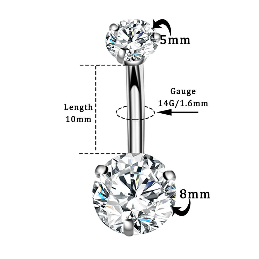 Double Round CZ Titanium Belly Ring