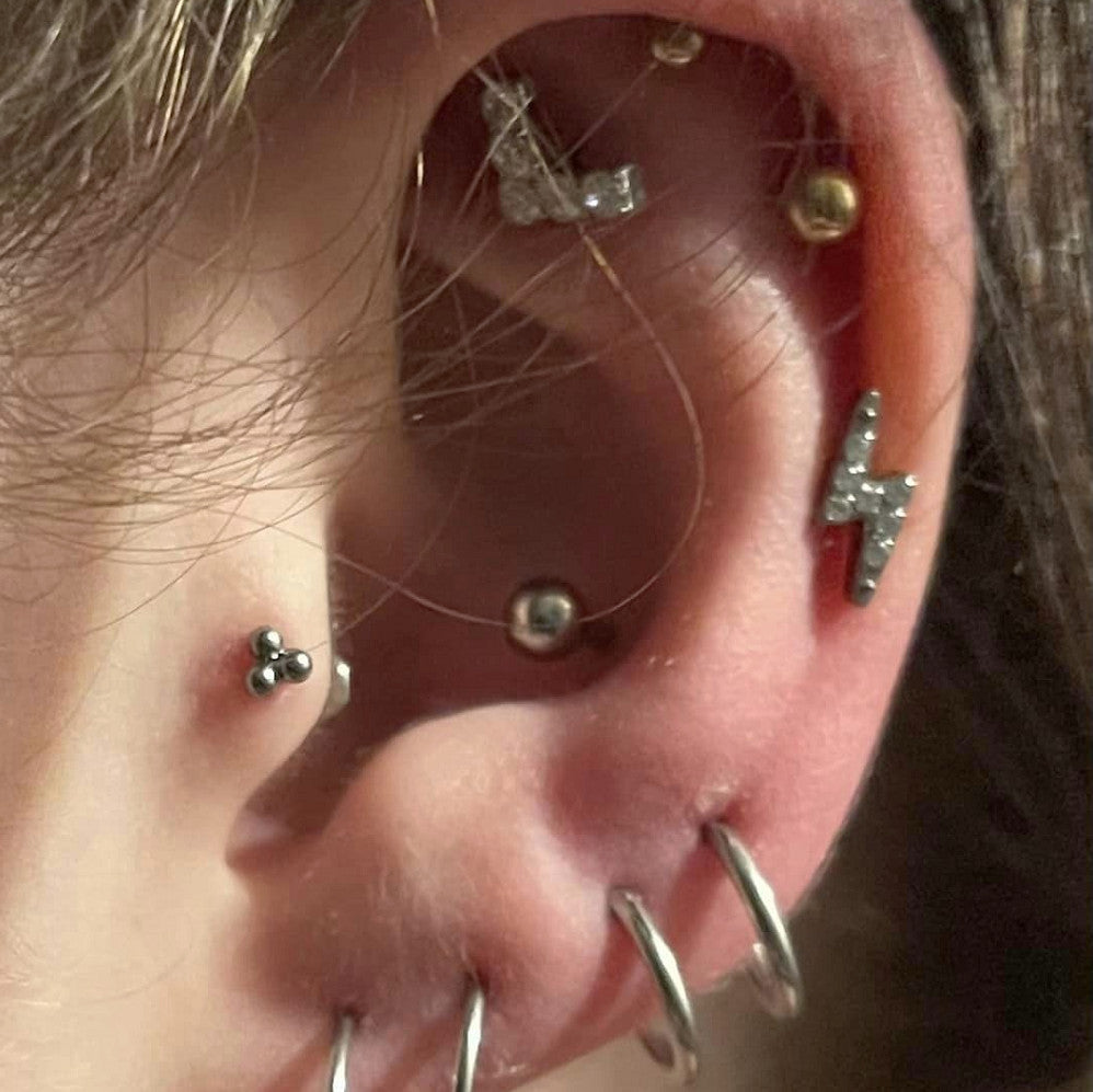Cute Shape CZ Titanium Cartilage Stud Set