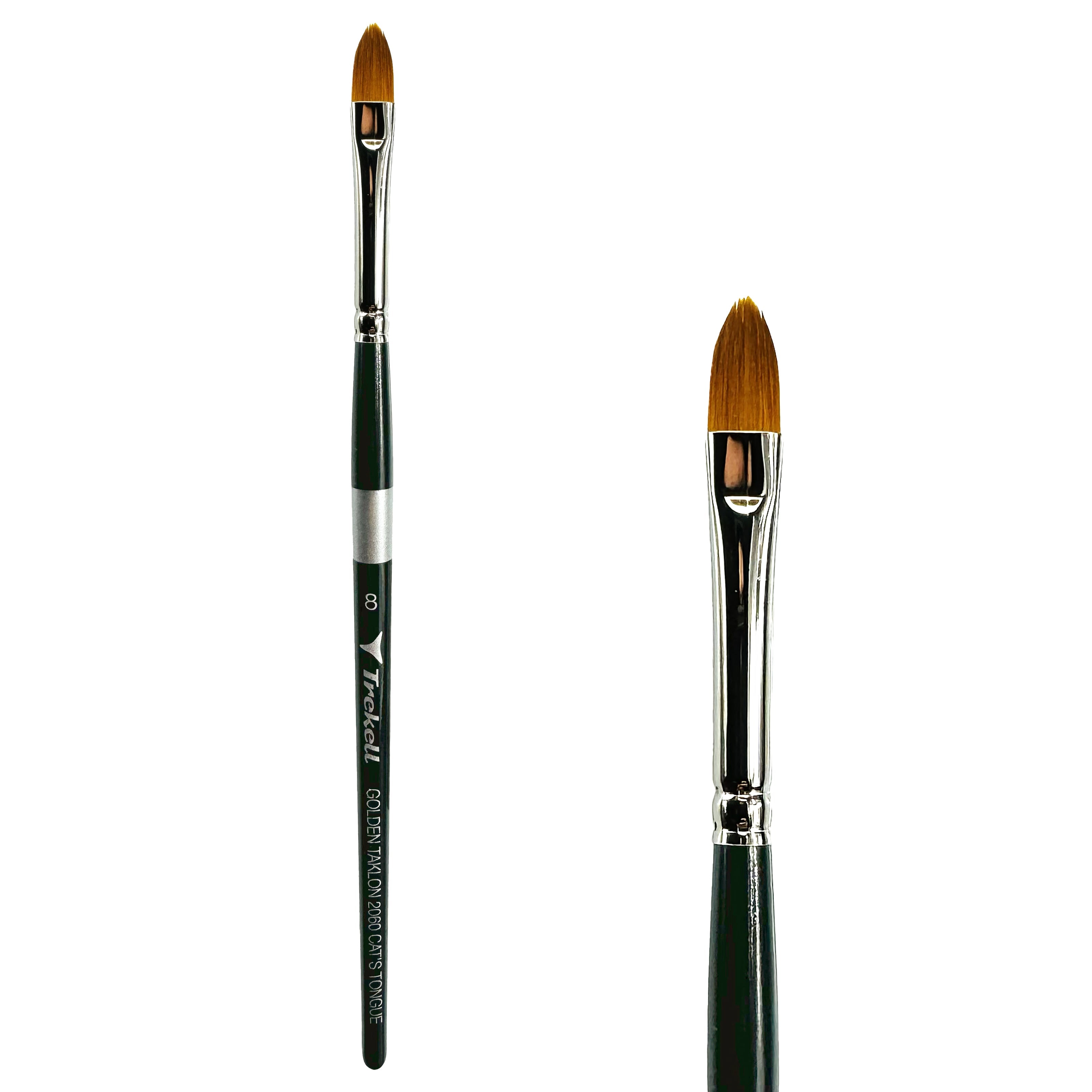 Trekell Golden Taklon #8 Cat's Tongue Brush -  Short Handle