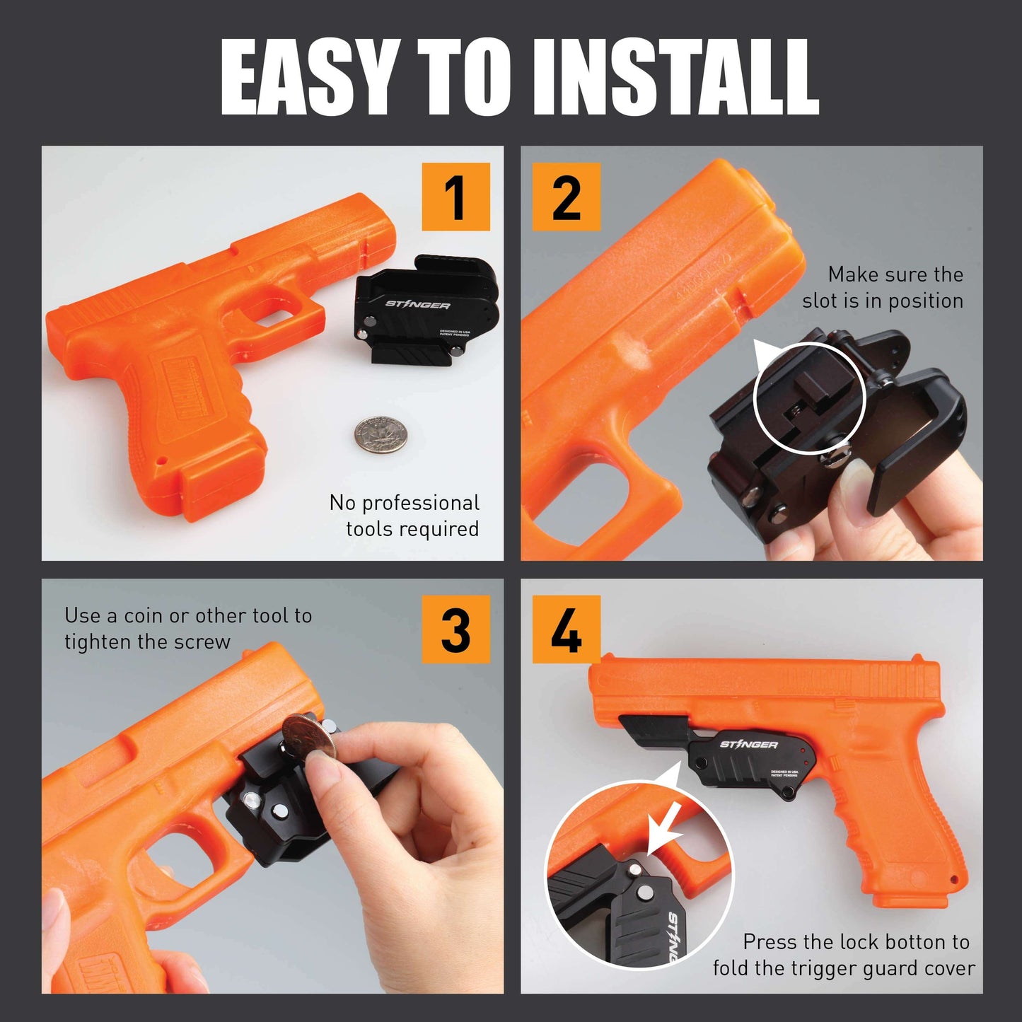 Stinger Concealment System: Trigger Guard Protection Cover, Belt Clip Minimalist Holster (Aluminum Body)