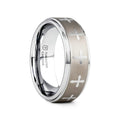 TRINITY Raised Center with Engraved Crosses Men's Tungsten Wedding Band – 8mm